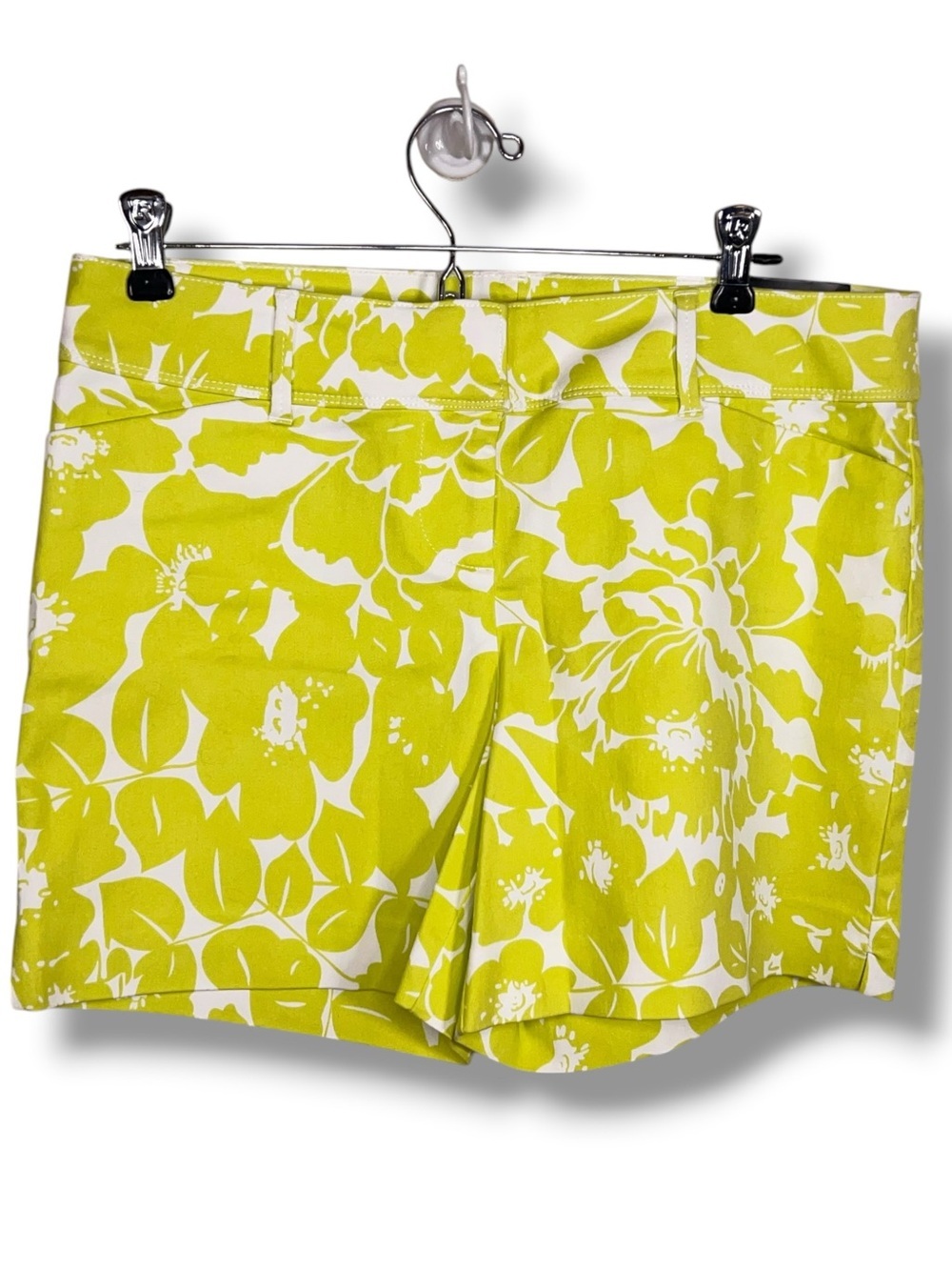 New Size 6 The Limited Lime Green White Floral Shorts Tailored Shorts Stretch